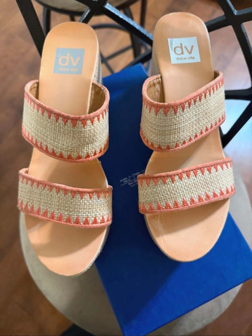 DV by Dolce Vita Vilka Double-Strap Raffia Wedge Sandals - Picture 2 of 9